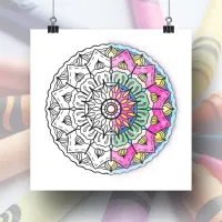 Large Mandala Adult Coloring Poster