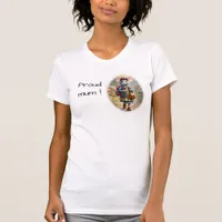 Cute mouse girl on her way to school, custom T-Shirt