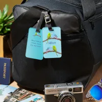 Cute budgie couple - personalizable luggage tag