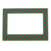 Red & Green Christmas Diagonal Striped Pattern Magnetic Frame