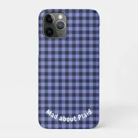 Buffalo Plaid Blue & Black Monogram Simple | iPhone 11 Pro Case