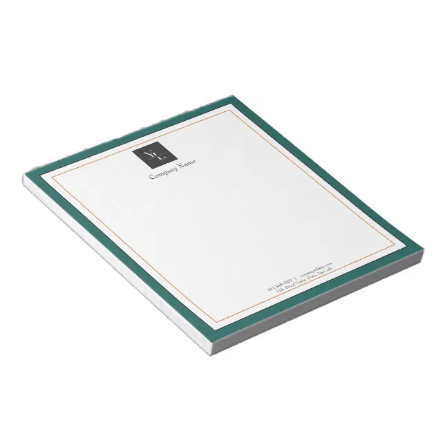 Modern Green White Gold with Business Logo Notepad