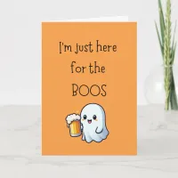 Halloween Birthday "Here for the boos" Cute Ghost Card