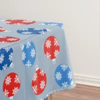 Christmas blue and red ornaments with snowflakes tablecloth