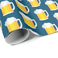 Beer Jug Pattern on Blue Wrapping Paper