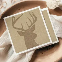 Rustic Tan Burlap Deer Buck Napkins