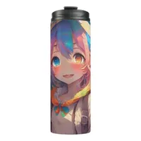 Personalized Beautiful Rainbow Anime Girl Thermal Tumbler