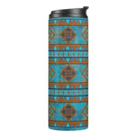 Southwest Mountain Peaks Turquoise Pattern Thermal Tumbler