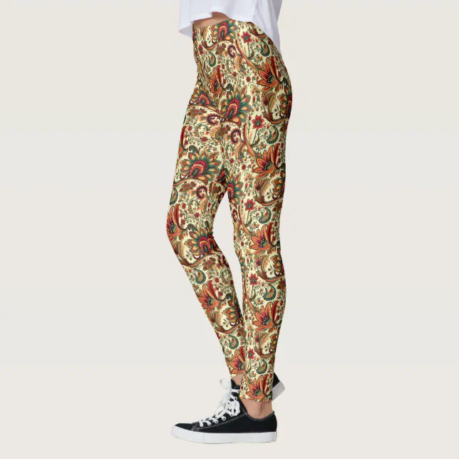 Medieval Inspired Floral Paisley Pattern Leggings