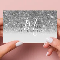 Signature Script Silver Glitter Modern Girly Business Card