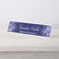 Glittery Navy Blue Gradient Desk Name Plate