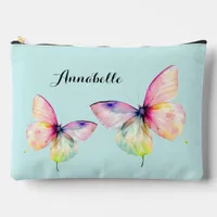 Delicate Pink Butterfly in Pastel Rainbow Colors Accessory Pouch