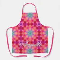 Monogram Name Colorful Blue Star Pattern | Apron