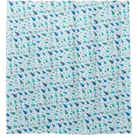 Rainy day pattern with blue raindrops shower curtain