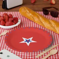 Patriotic American Stars on Red Paper Plates