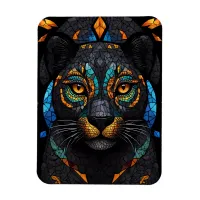 Large Black Cat Mosaic stained Glass effect  Magnet