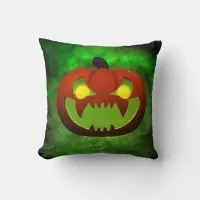 Spooky Evil HalloweenPumpkin Throw Pillow