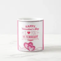 Romantic Pink Happy Valentines Day Coffee Mug