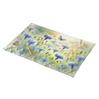 Watercolor Blue Floral Cornflower Germany | Cloth Placemat