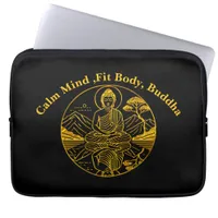 Serene Buddha Figure Reflecting on Tranquil Waters Laptop Sleeve