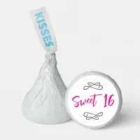 Hot Pink Chic Doodle Modern Script Sweet 16 Hershey&#174;'s Kisses&#174;