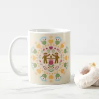 Sock Monkey Lovers in a Folk Garden Coffee Mug