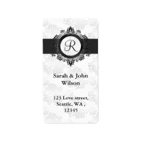 silver monogram return address label