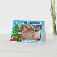 Merry Christmas, Cartoon Elf, Holiday Photo Card