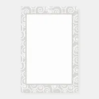 White Swirly Wave Pattern on Soft Grey Post-it Notes