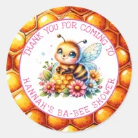 Honey bee themed Girl's Baby Shower  Classic Round Sticker