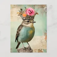 The Beautiful Bird in a Crown Collage Postcard