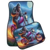 Bigfoot on a Bright Bike by Moonlight Car Floor Mat