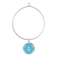 Damask Victorian Vintage White & Sky Blue Bangle Bracelet