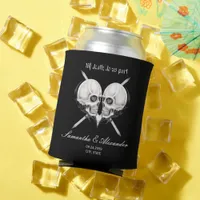 Black Gothic Skeleton Skull Heart Wedding Can Cooler