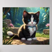 *~* Flowers Garden Kitty Cat 5:4 Feline Kitten  Poster