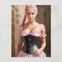 Pink Hair Sexy Ren Fair Pirate Lady Postcard