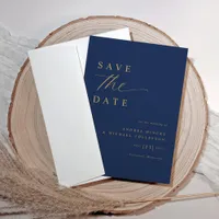 Soft Romantic Navy Blue and Gold Wedding Save The Date