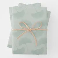 Serene Pastel Green & Mint Textured Gingko Leaves Wrapping Paper Sheets