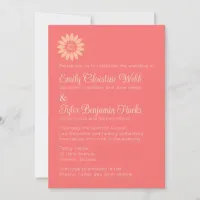 Modern Coral & Peach Floral Wedding Reception Invitation