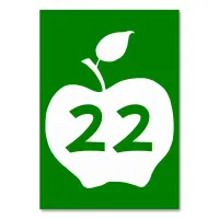 Green and White Apple Numbered Table Number