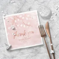 Watercolor Snowdrops Wedding Pink/Copper ID726 Napkins