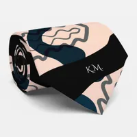 Flamboyant Modern Geometric Chic Monogram Neck Tie