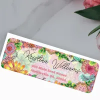 Vibrant Colorful Doodle Florals Return Address Label