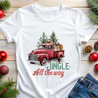 Jingle All The Way Red Truck Christmas Tri-Blend Shirt