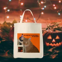Halloween Kitty Ornage Cat Funny Quote Treaters Tote Bag