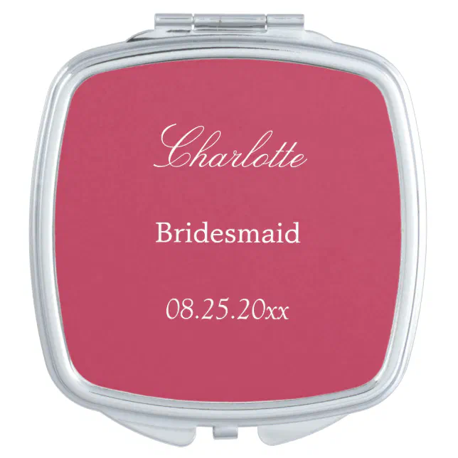 Carmine Magenta Bridesmaid Favor Compact Mirror