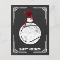 chalkboard tennis player Christmas Cards