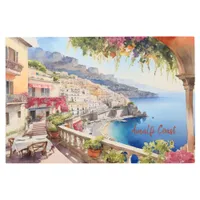 Amalfi Coast Italy Watercolor Sketch  | Metal Print