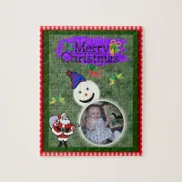 Santa and Snowman Add Your Photo Chrismas Jigsaw Puzzle