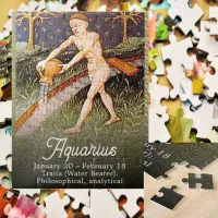 Aquarius Water Bearer Zodiac Sign Birthday Party Jigsaw Puzzle